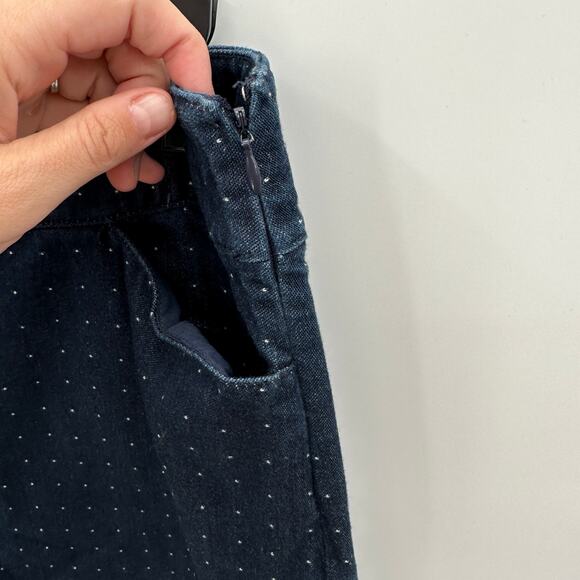 Talbots Dark Wash Cotton Denim Polka Dot Pencil Skirt // 8 - Picture 4 of 6